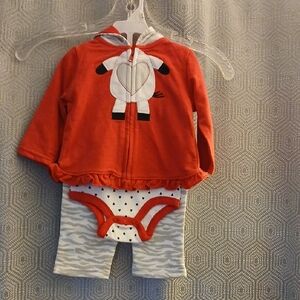 Adorable Red Baby Matching Set with Animal Design